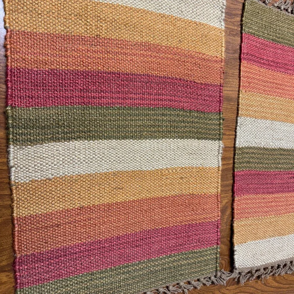 Pier 1 One Set of 3 Jute Woven Placemats Fringe NEW